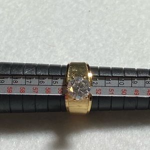 Park Lane gold toned ring with clear stone, size 6.5.